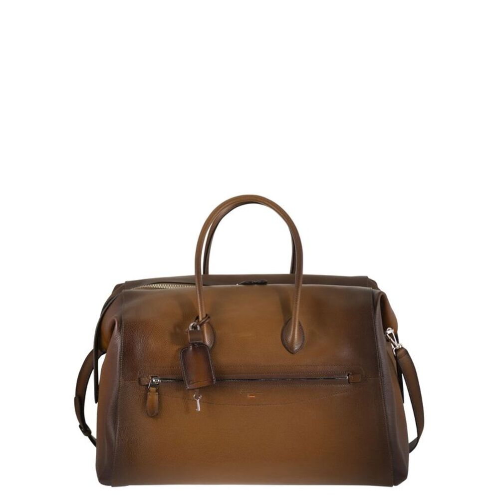 Santoni Men Leather Holdall With Shaded Finish